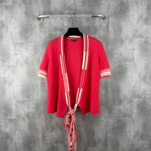 🚩steal authentic CHANEL Red and White Cardigan Sweater